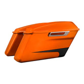 HR3 Scorched Orange / Black Denim Hard Saddlebags (Regular) For 14-23 Harley Touring